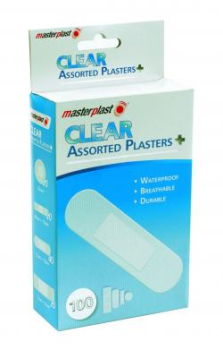 Clear Plasters Asst 100pc